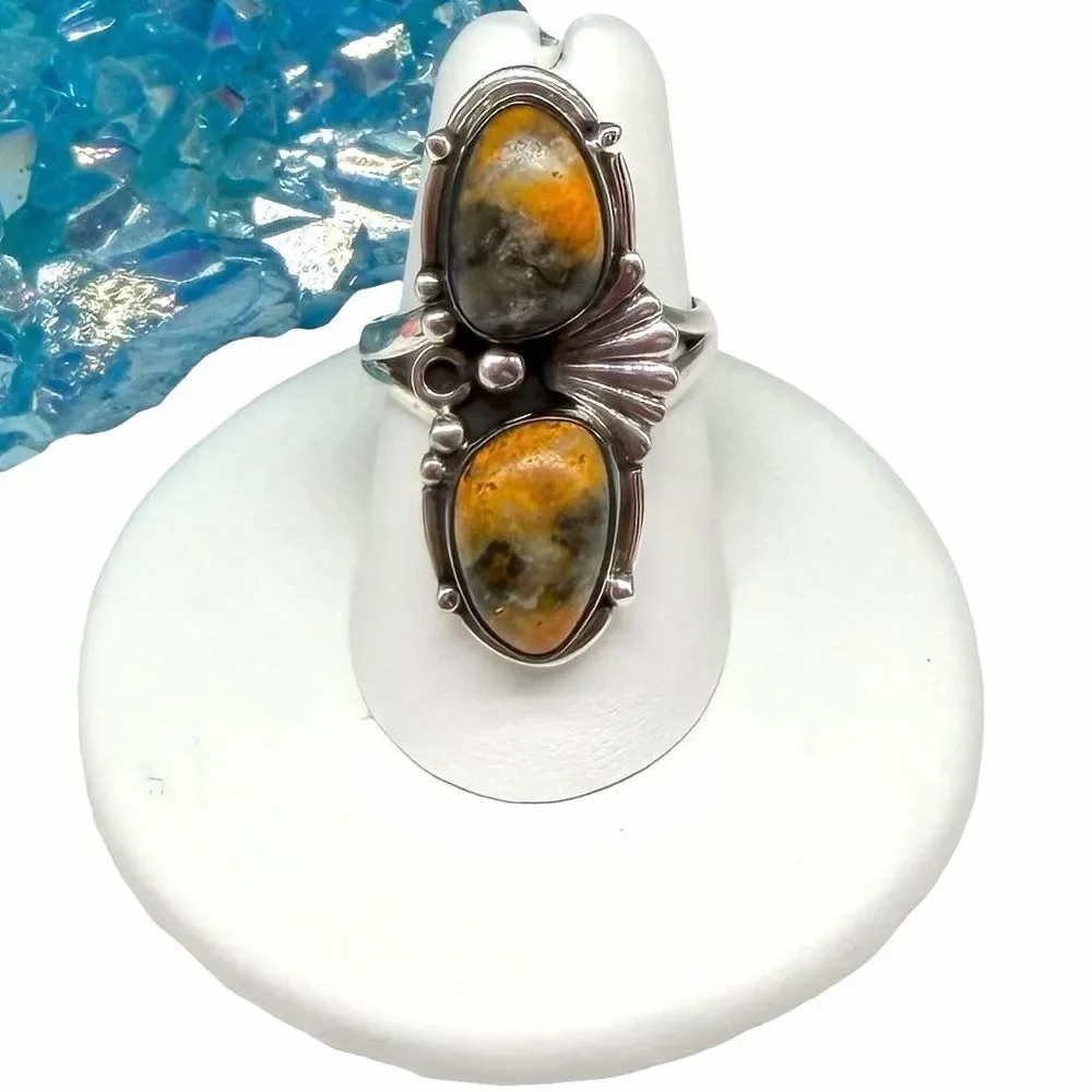 Bumblebee Jasper Ring Size 7 Solid 925 Sterling Silver